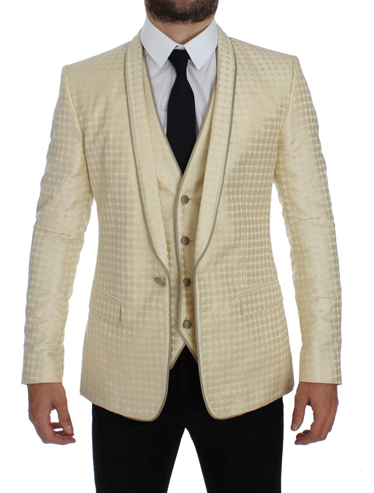Blazer y chaleco de lunares beige sofisticados