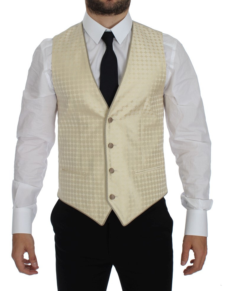 Blazer y chaleco de lunares beige sofisticados