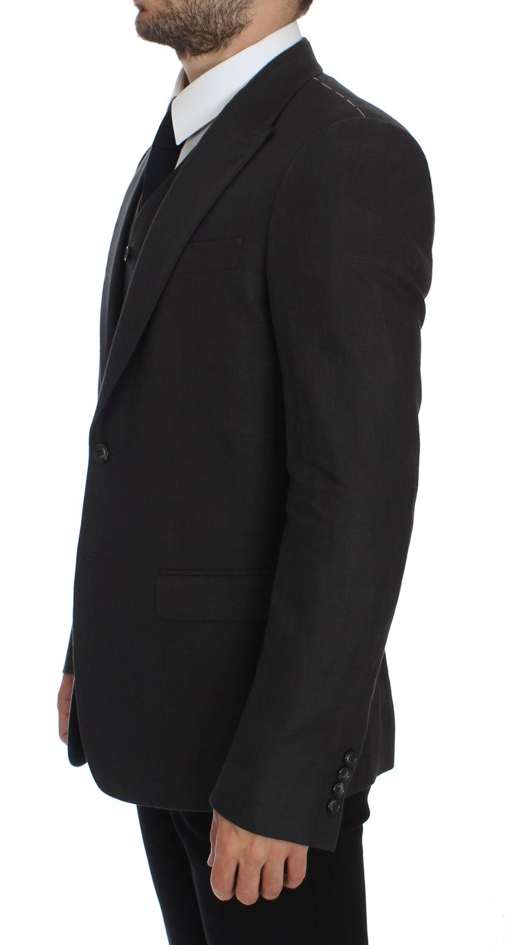 Blazer y chaleco elegantes de lino gris de corte entallado