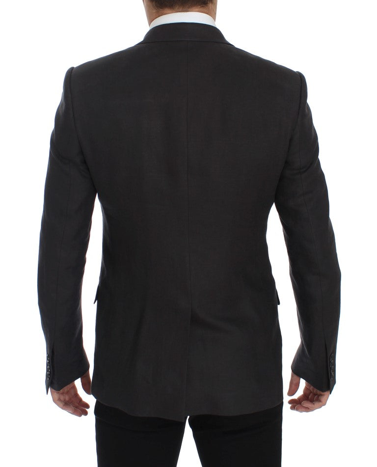 Blazer y chaleco elegantes de lino gris de corte entallado