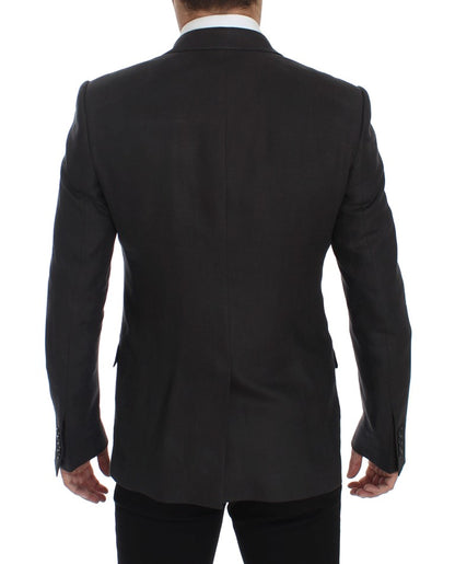 Blazer y chaleco elegantes de lino gris de corte entallado