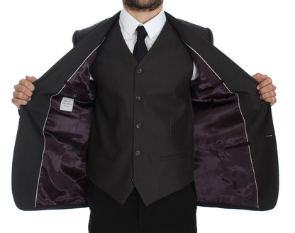 Blazer y chaleco elegantes de lino gris de corte entallado