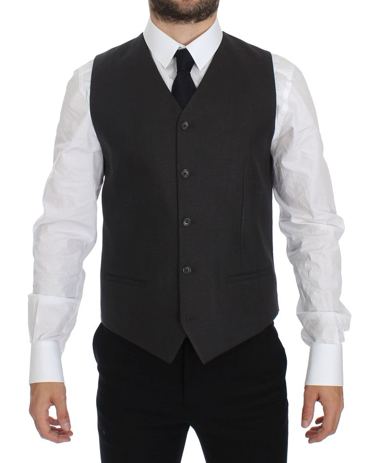Blazer y chaleco elegantes de lino gris de corte entallado