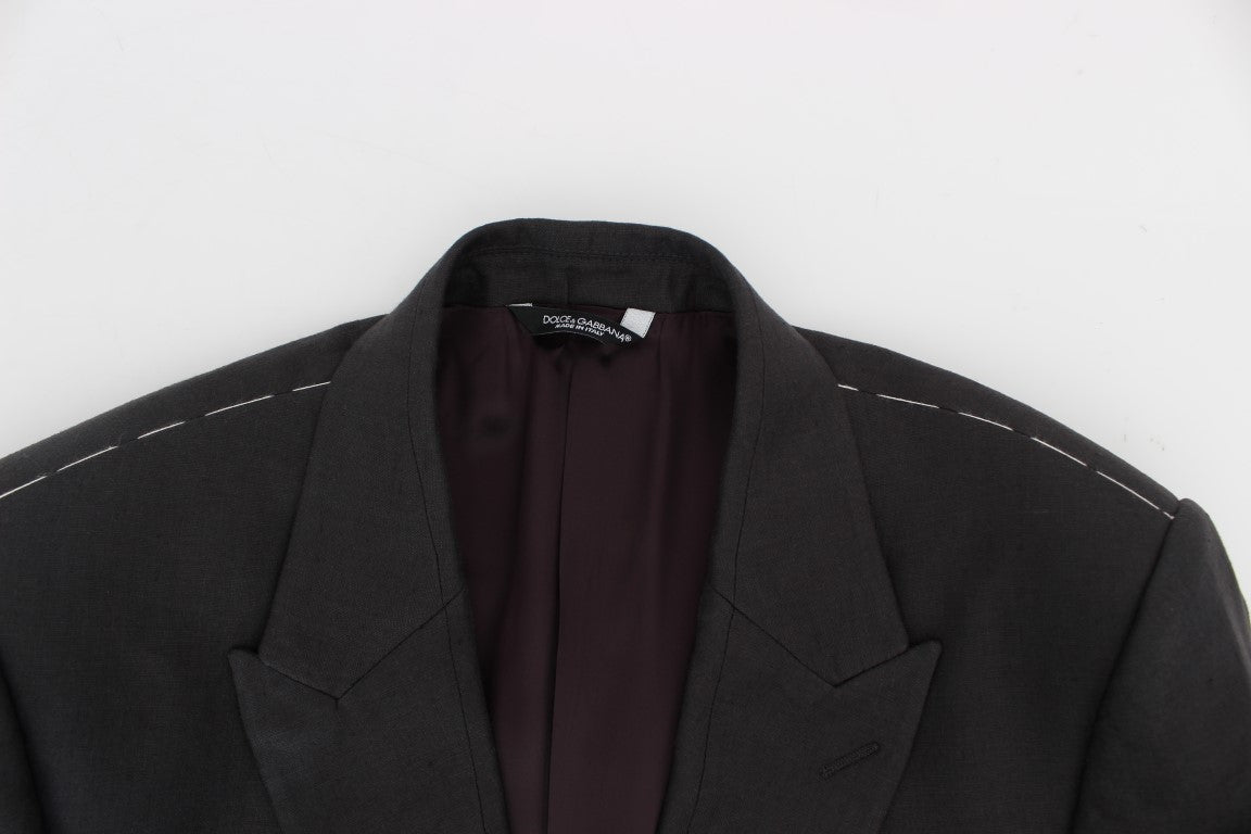 Blazer y chaleco elegantes de lino gris de corte entallado