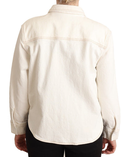 Elegante polo blanco de manga larga con cuello