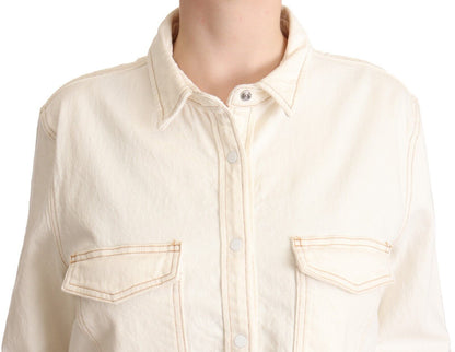 Elegante polo blanco de manga larga con cuello