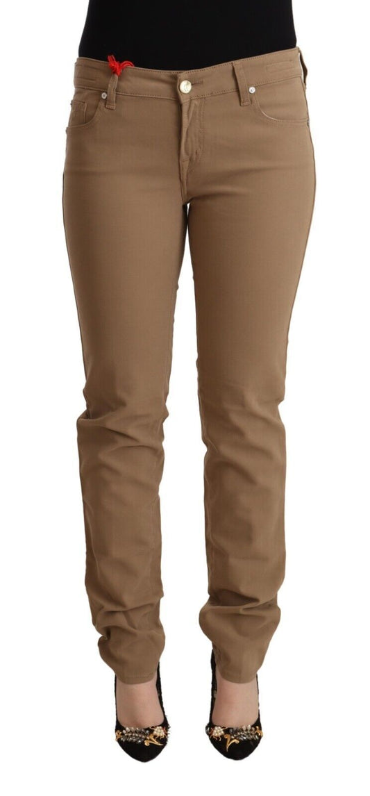 Pantalones pitillo elegantes de cintura media en color marrón
