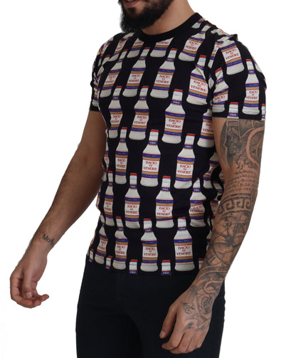 Elegante camiseta negra con estampado de Bacio Di Venere