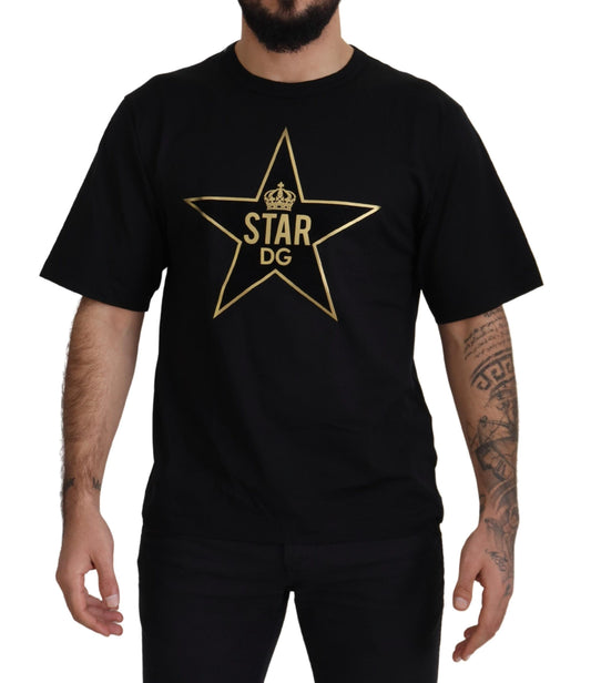 Camiseta de cuello redondo con emblema de estrella dorada DG