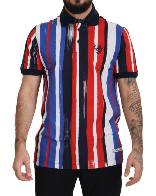 Elegante camiseta polo de algodón a rayas