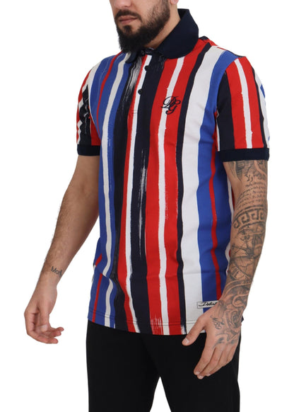 Elegante camiseta polo de algodón a rayas