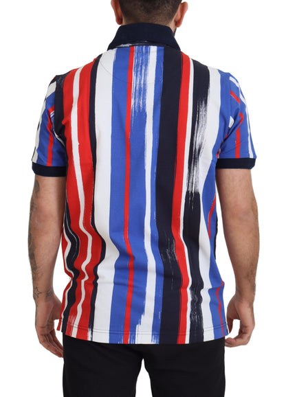 Elegante camiseta polo de algodón a rayas