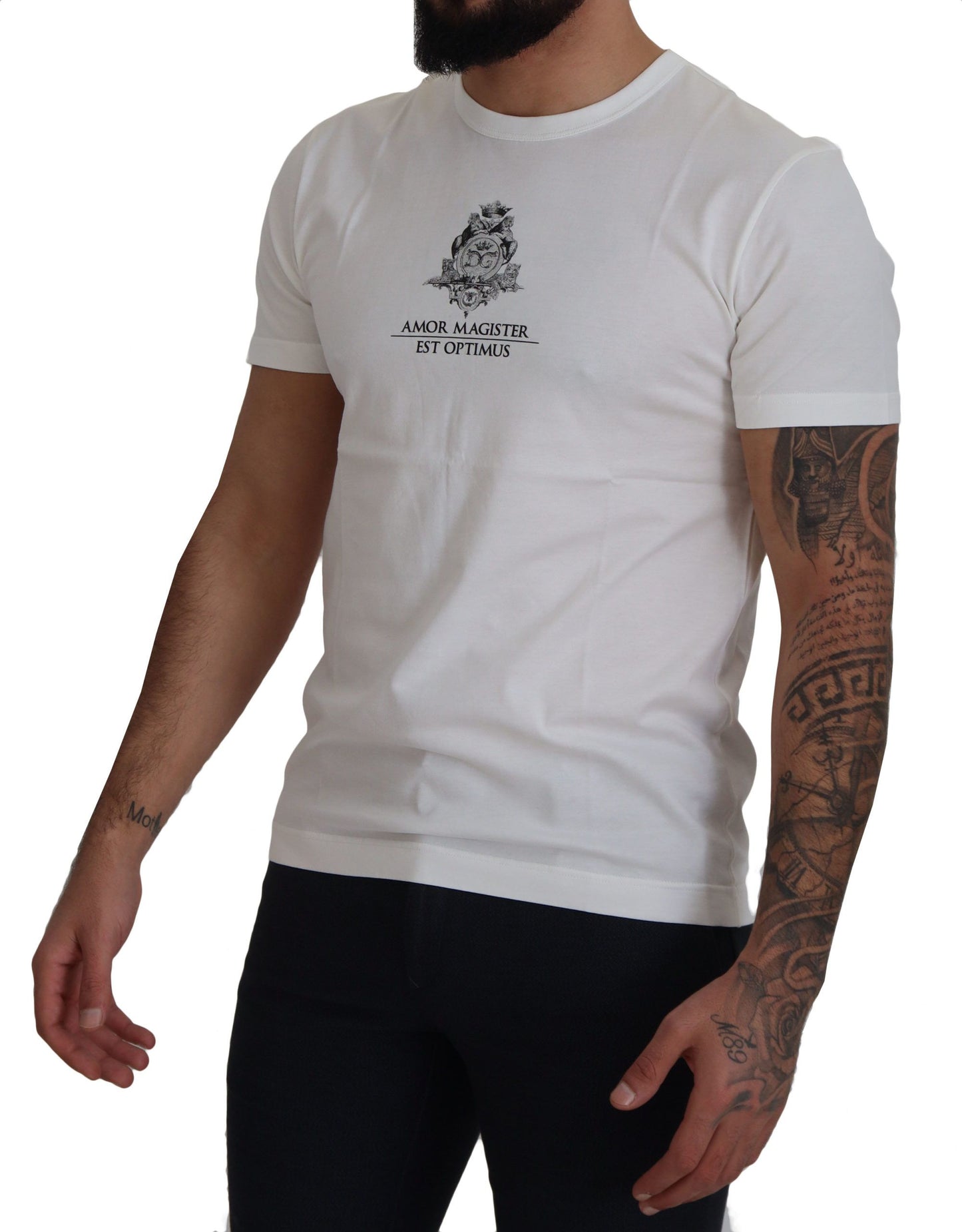 Camiseta elegante de algodón con estampado de logotipo blanco
