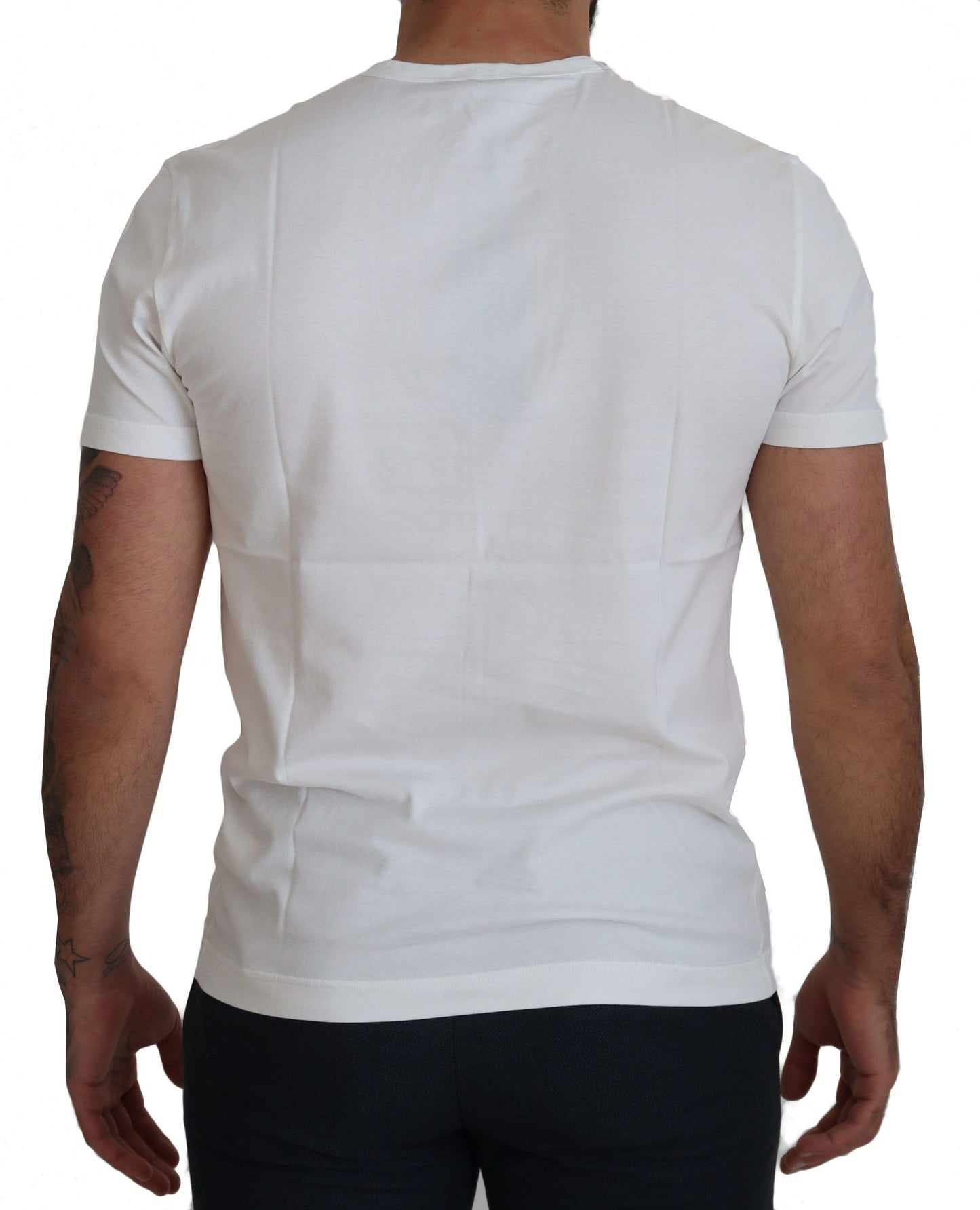 Camiseta elegante de algodón con estampado de logotipo blanco