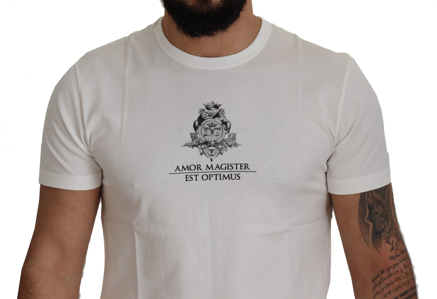 Camiseta elegante de algodón con estampado de logotipo blanco