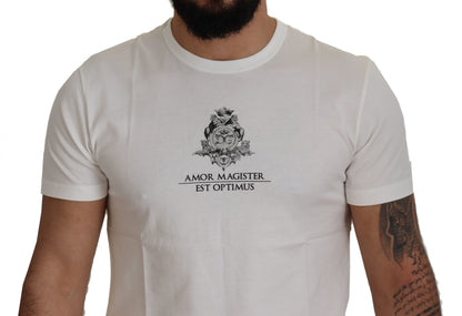Camiseta elegante de algodón con estampado de logotipo blanco