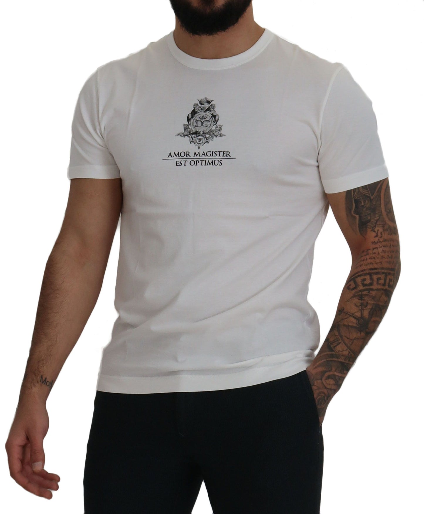 Camiseta elegante de algodón con estampado de logotipo blanco