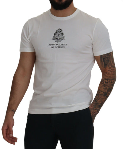Camiseta elegante de algodón con estampado de logotipo blanco