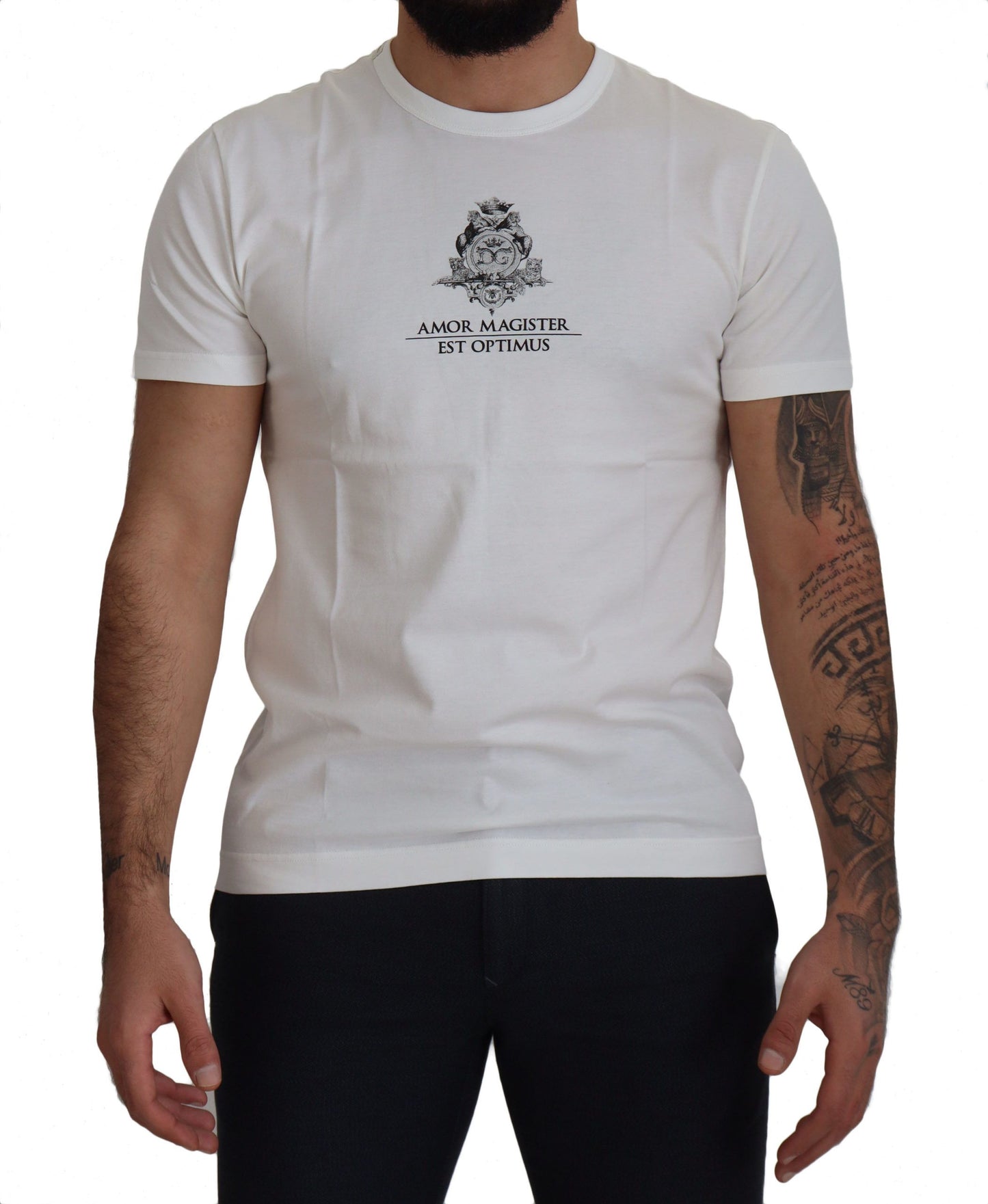 Camiseta elegante de algodón con estampado de logotipo blanco