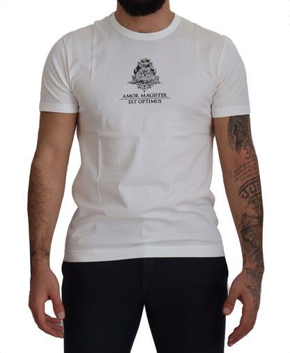 Camiseta elegante de algodón con estampado de logotipo blanco