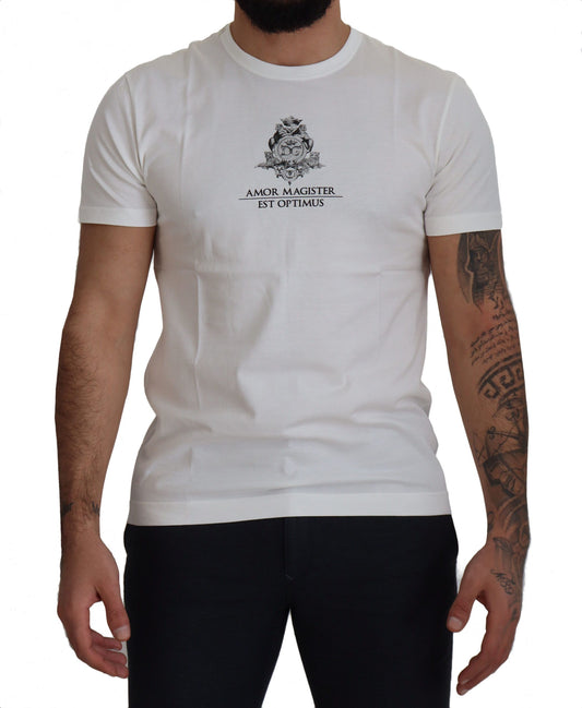 Camiseta elegante de algodón con estampado de logotipo blanco