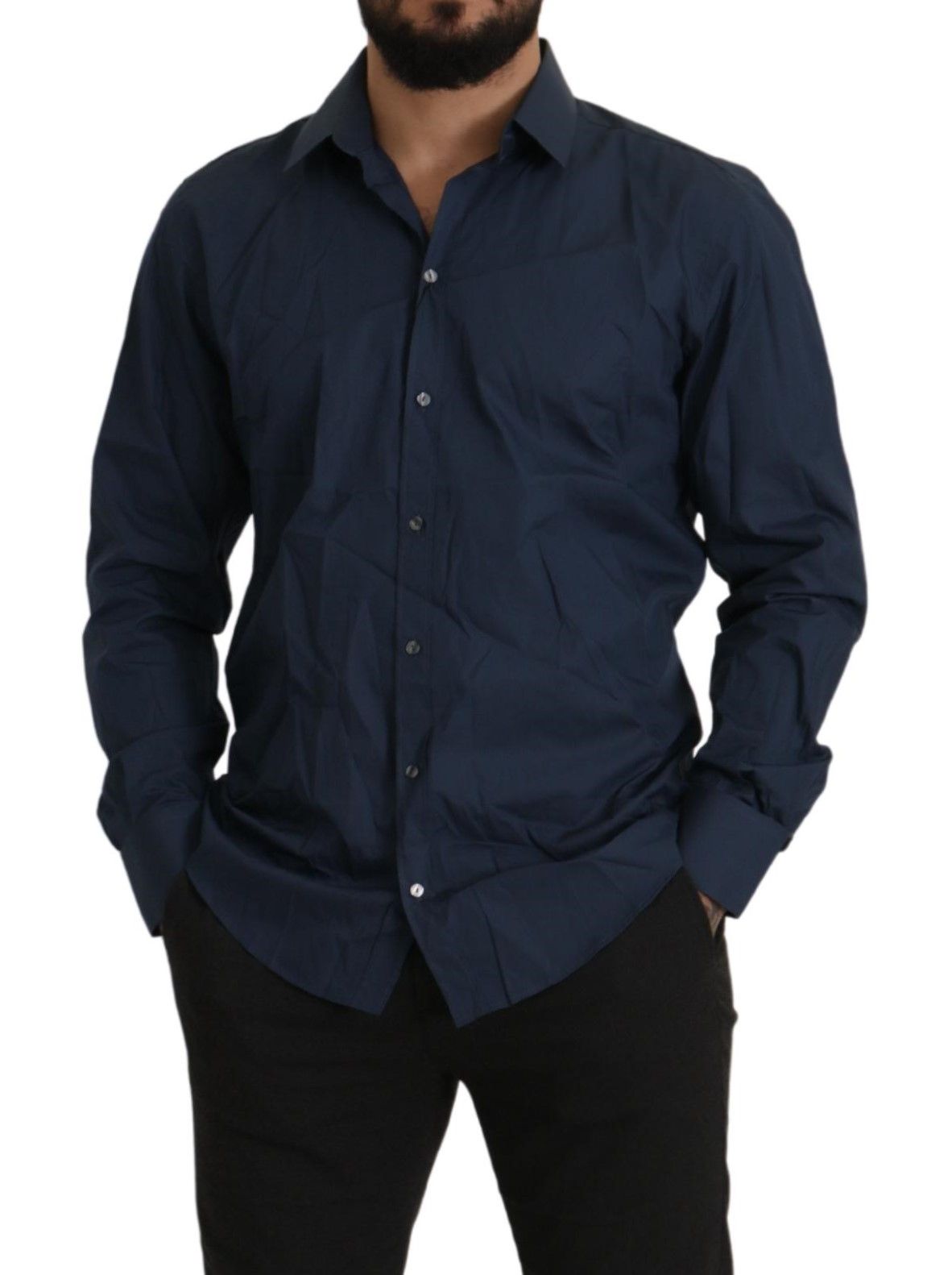 Camisa de vestir azul Martini de corte entallado y elegante