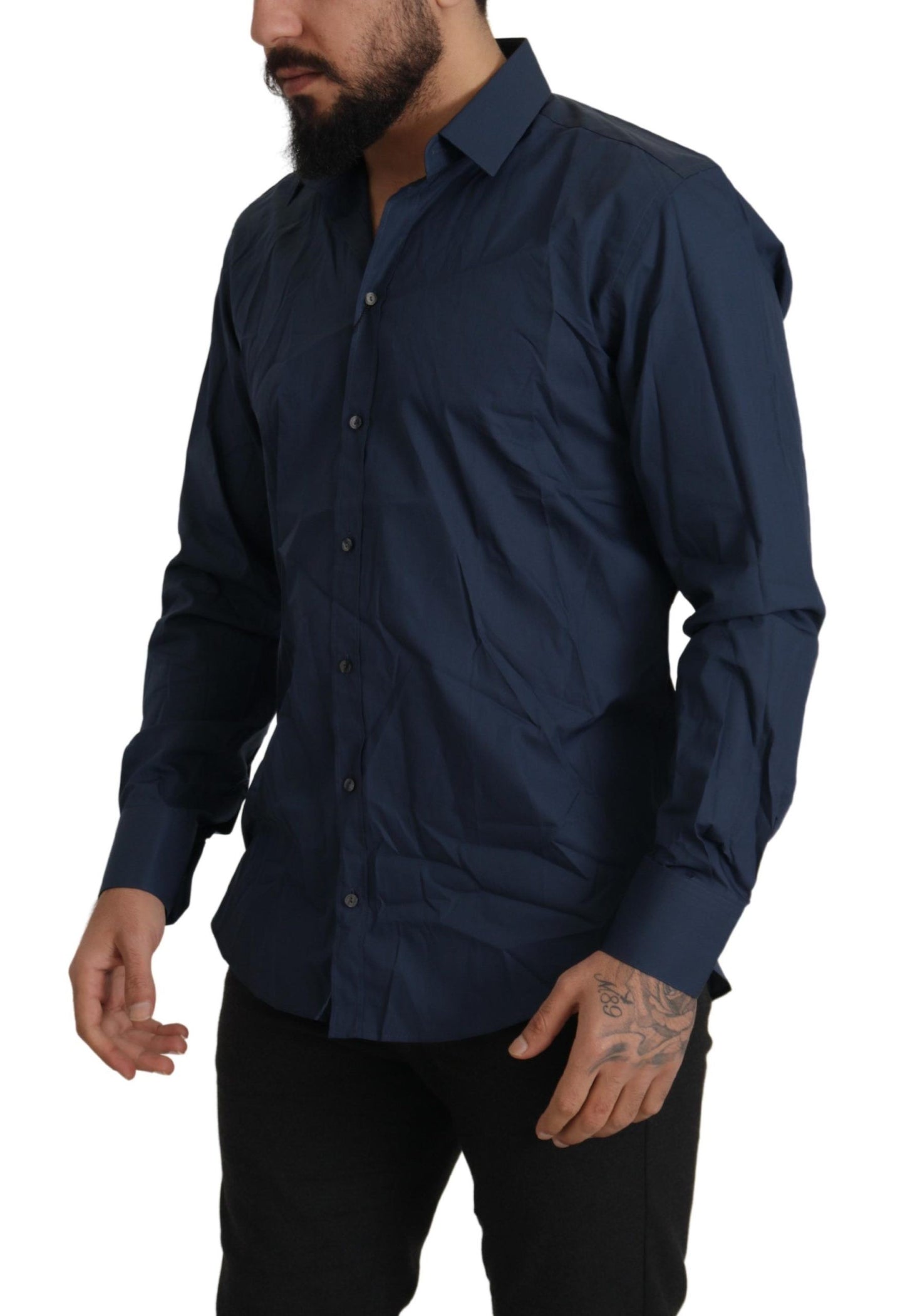 Camisa de vestir azul Martini de corte entallado y elegante