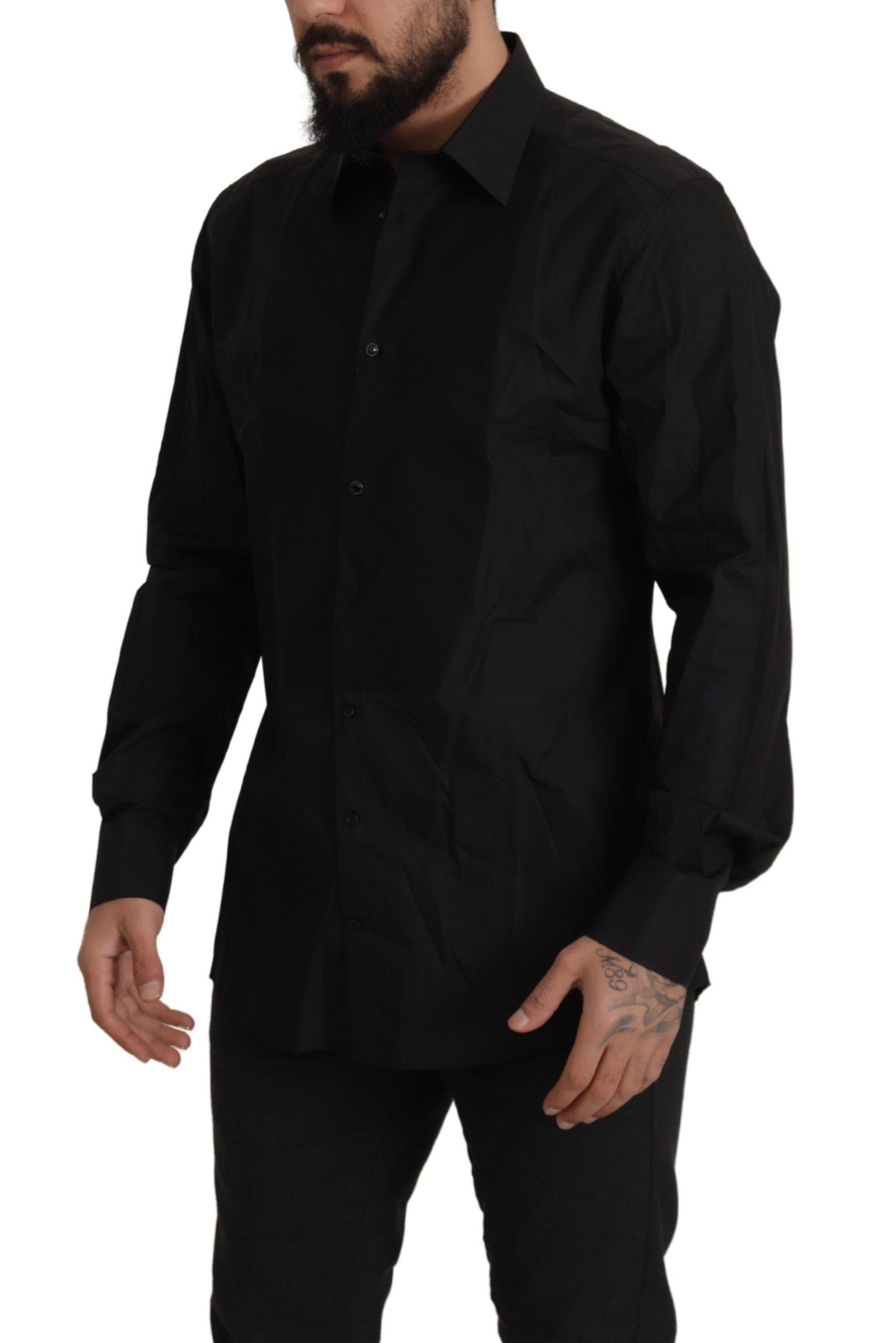 Camisa de esmoquin negra elegante - Corte entallado
