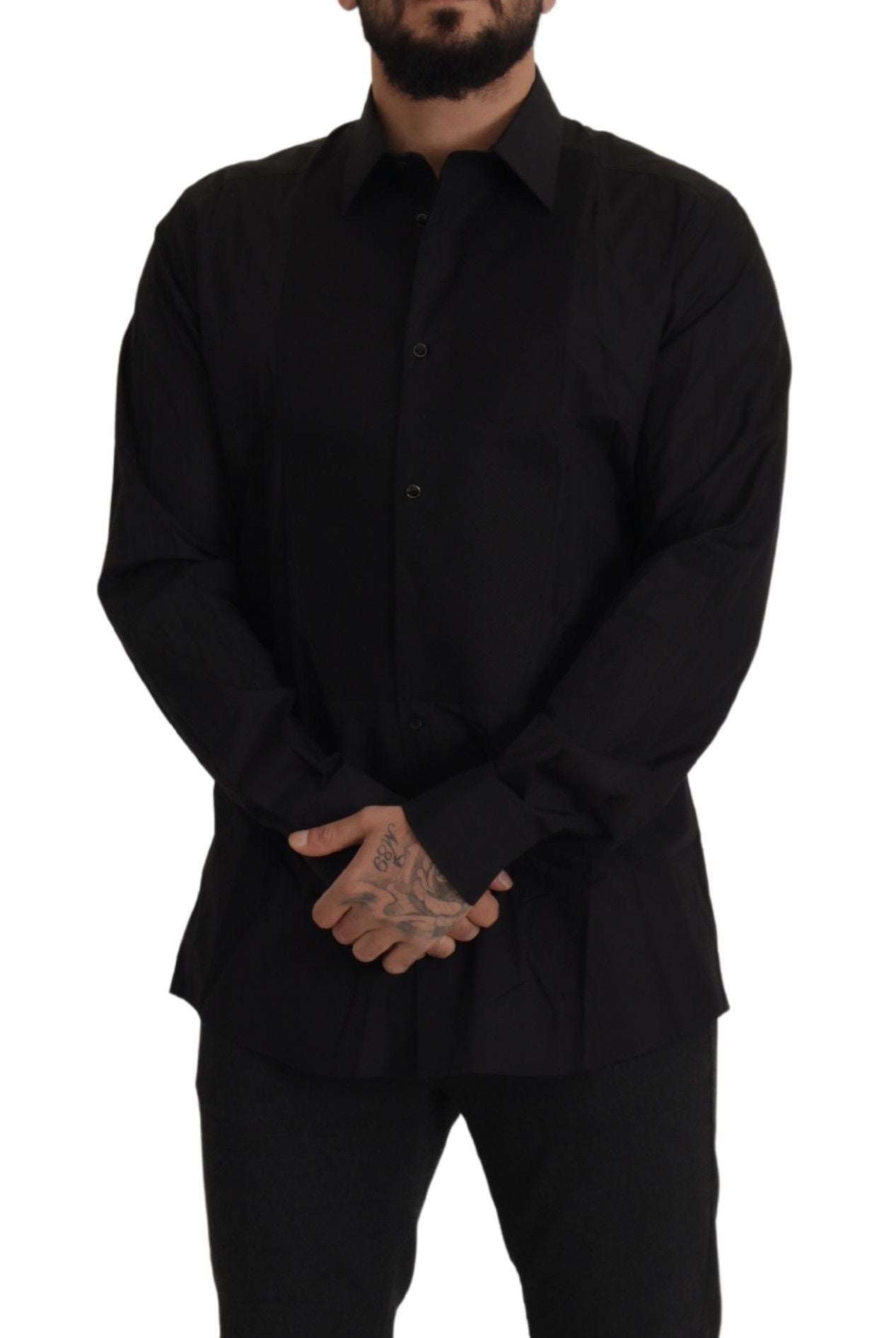 Camisa de esmoquin negra elegante - Corte entallado