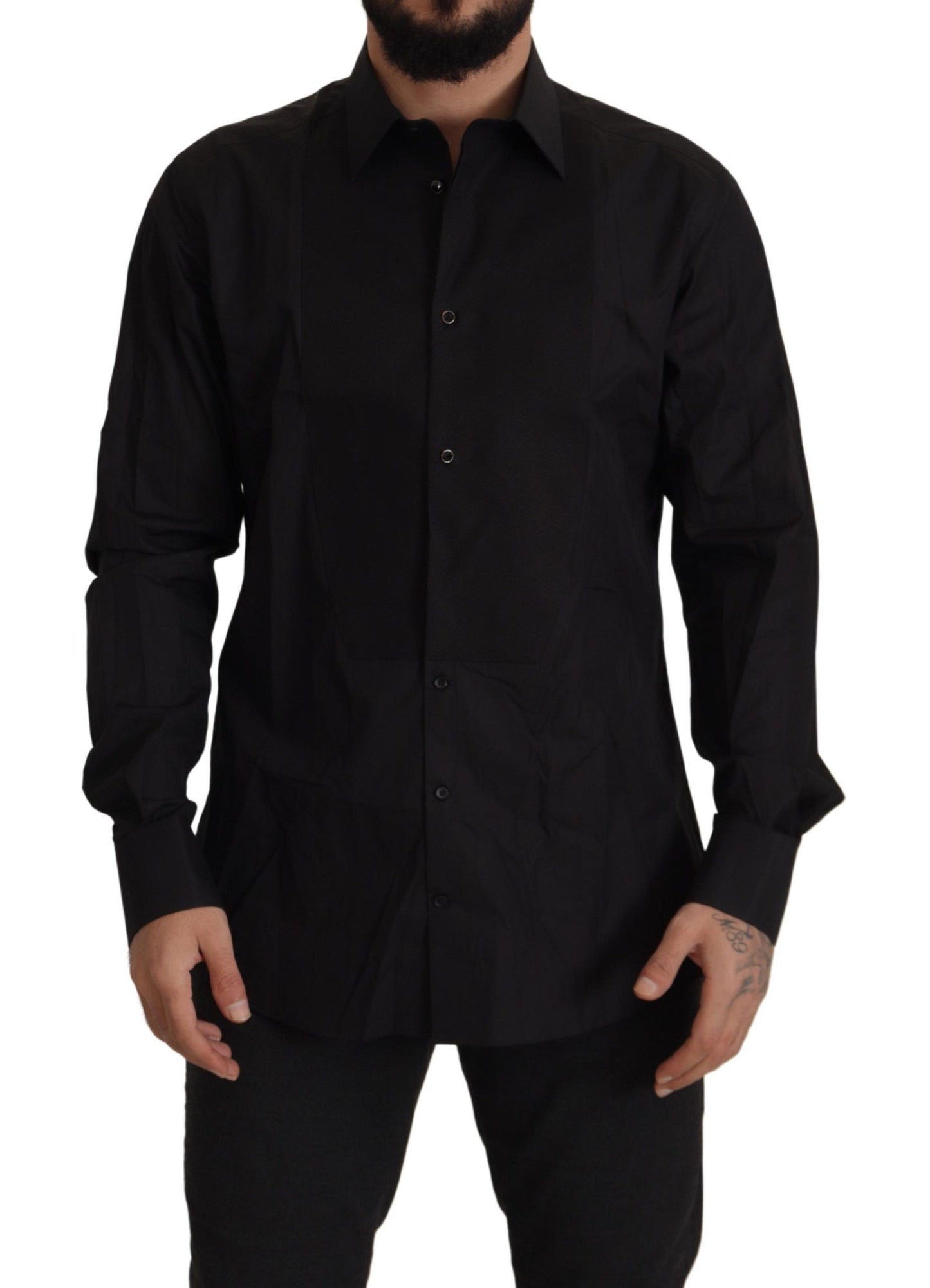 Camisa de esmoquin negra elegante - Corte entallado