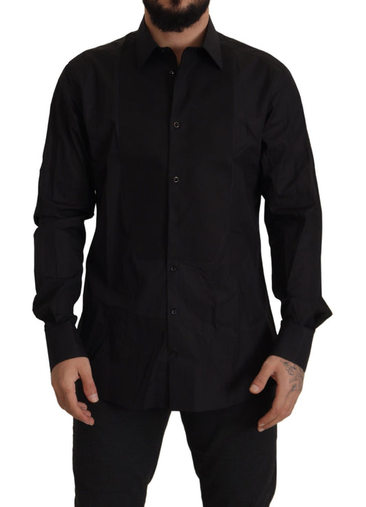 Camisa de esmoquin negra elegante - Corte entallado