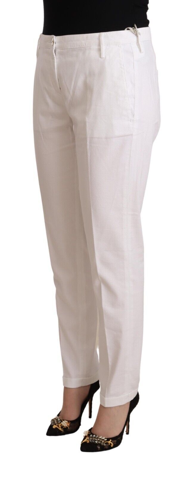 Pantalones elegantes de cintura media y corte cónico