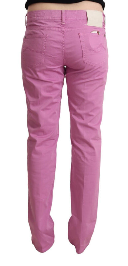 Elegantes jeans de mezclilla rosa cónicos