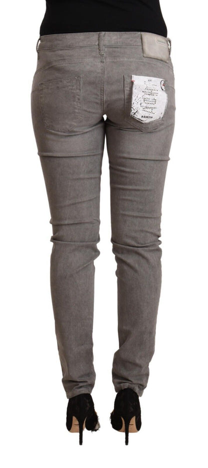 Vaqueros pitillo de algodón gris chic con cintura baja