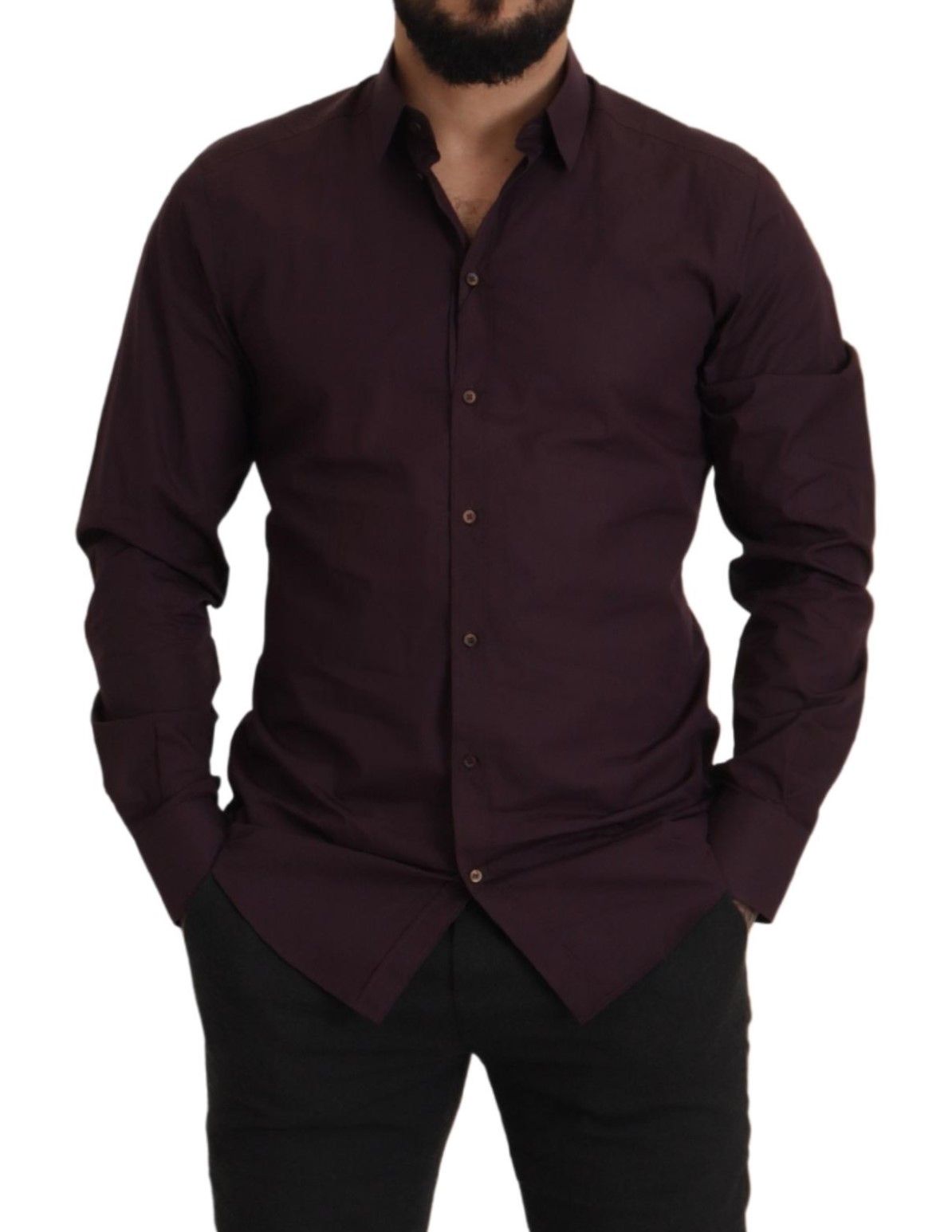 Camisa de vestir ajustada de color morado real