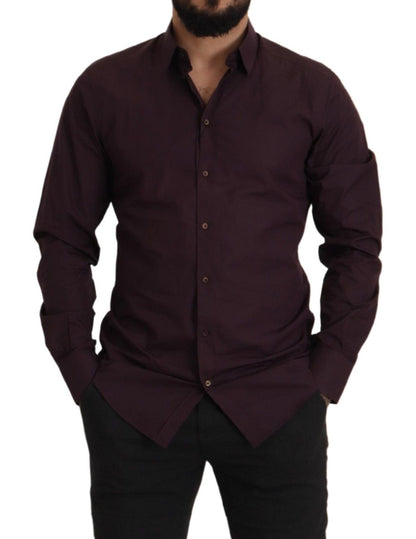 Camisa de vestir ajustada de color morado real