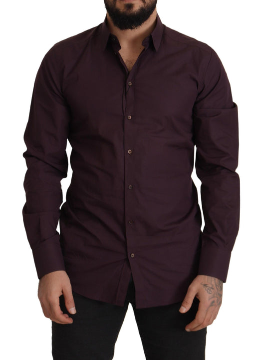 Camisa de vestir ajustada de color morado real