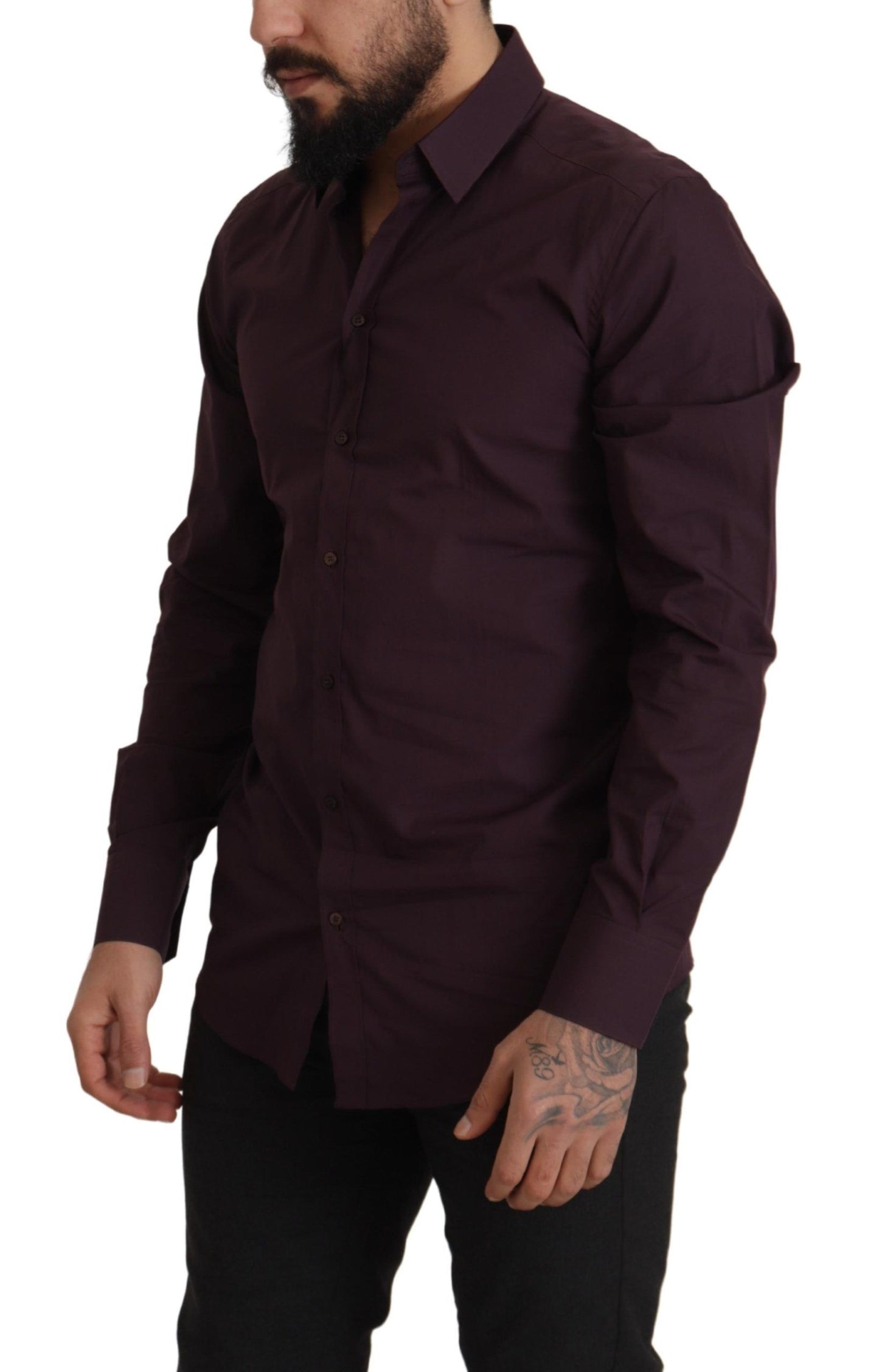 Camisa de vestir ajustada de color morado real