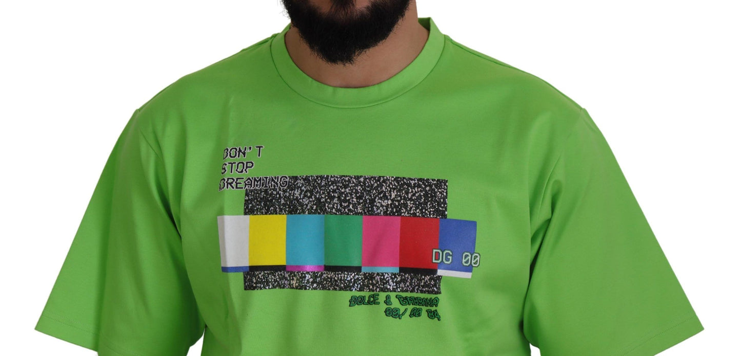 Camiseta verde chic de manga corta y cuello redondo