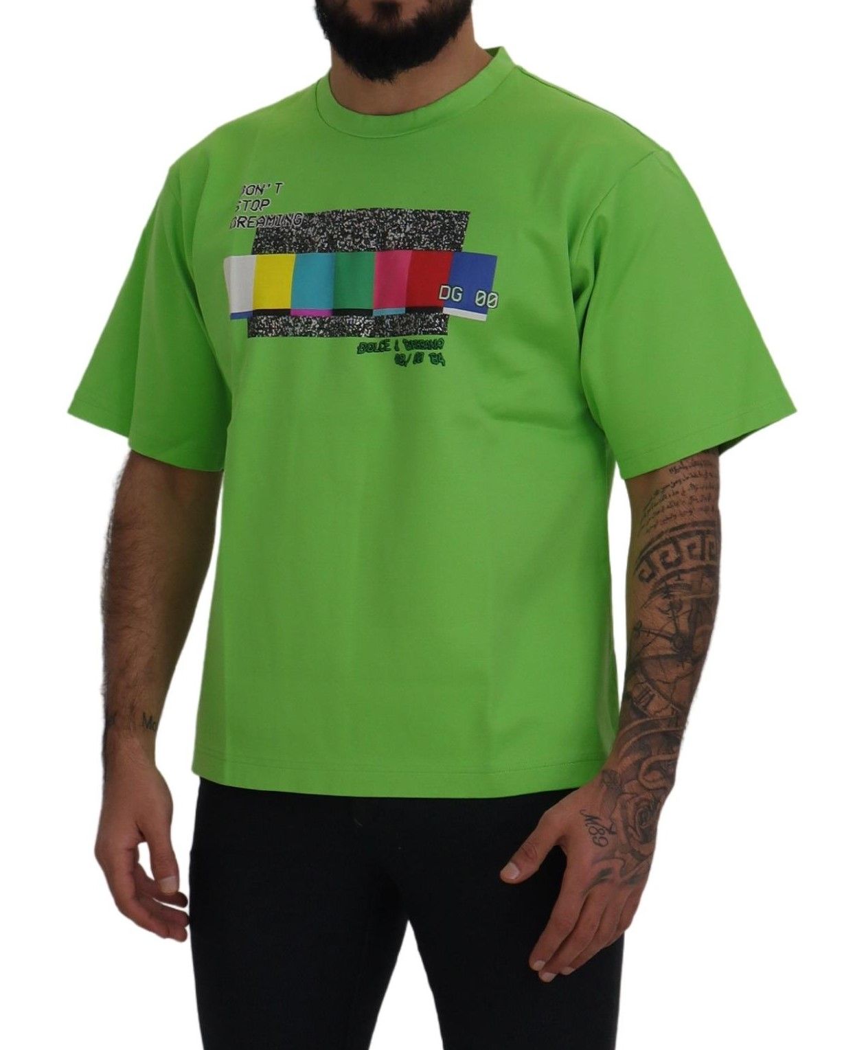 Camiseta verde chic de manga corta y cuello redondo