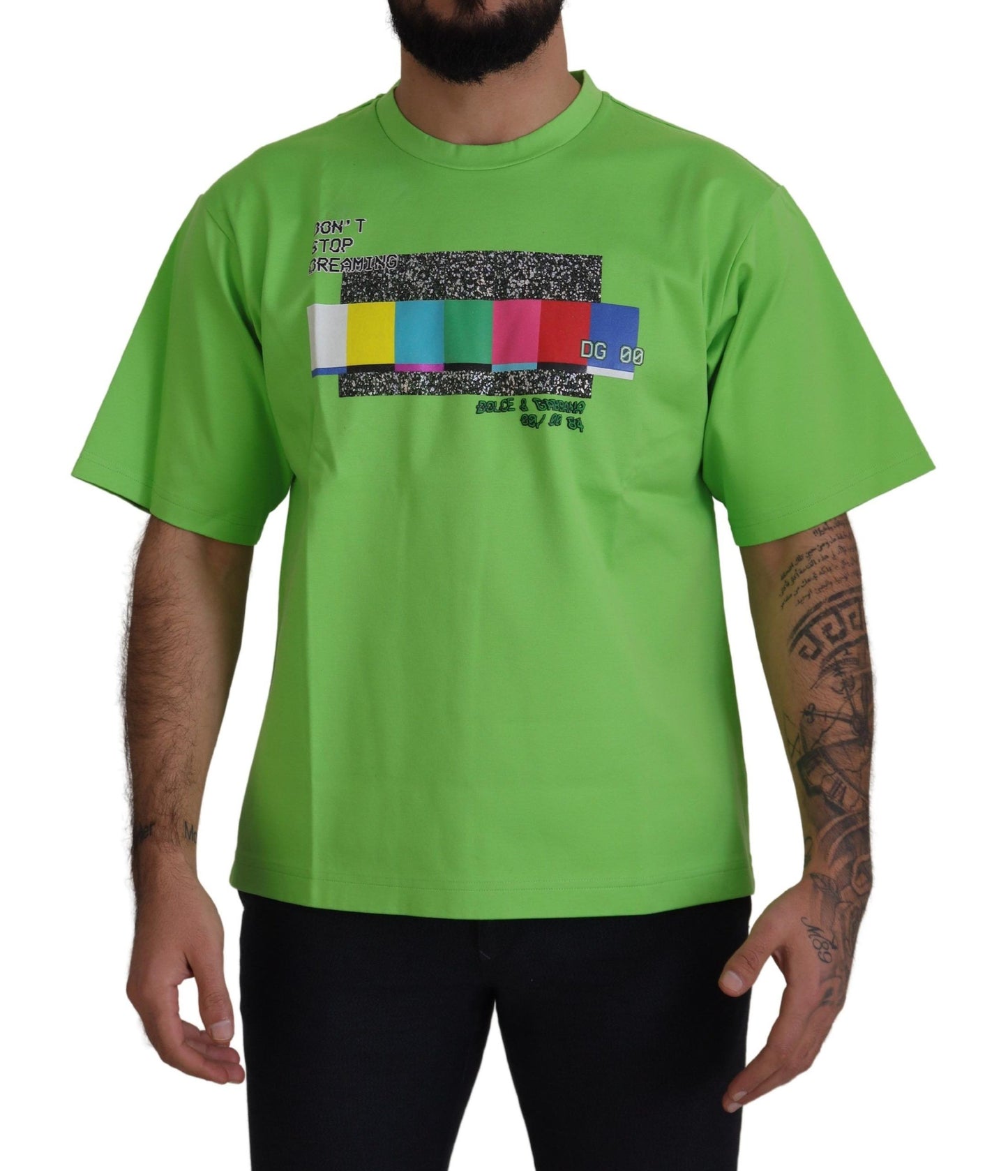Camiseta verde chic de manga corta y cuello redondo