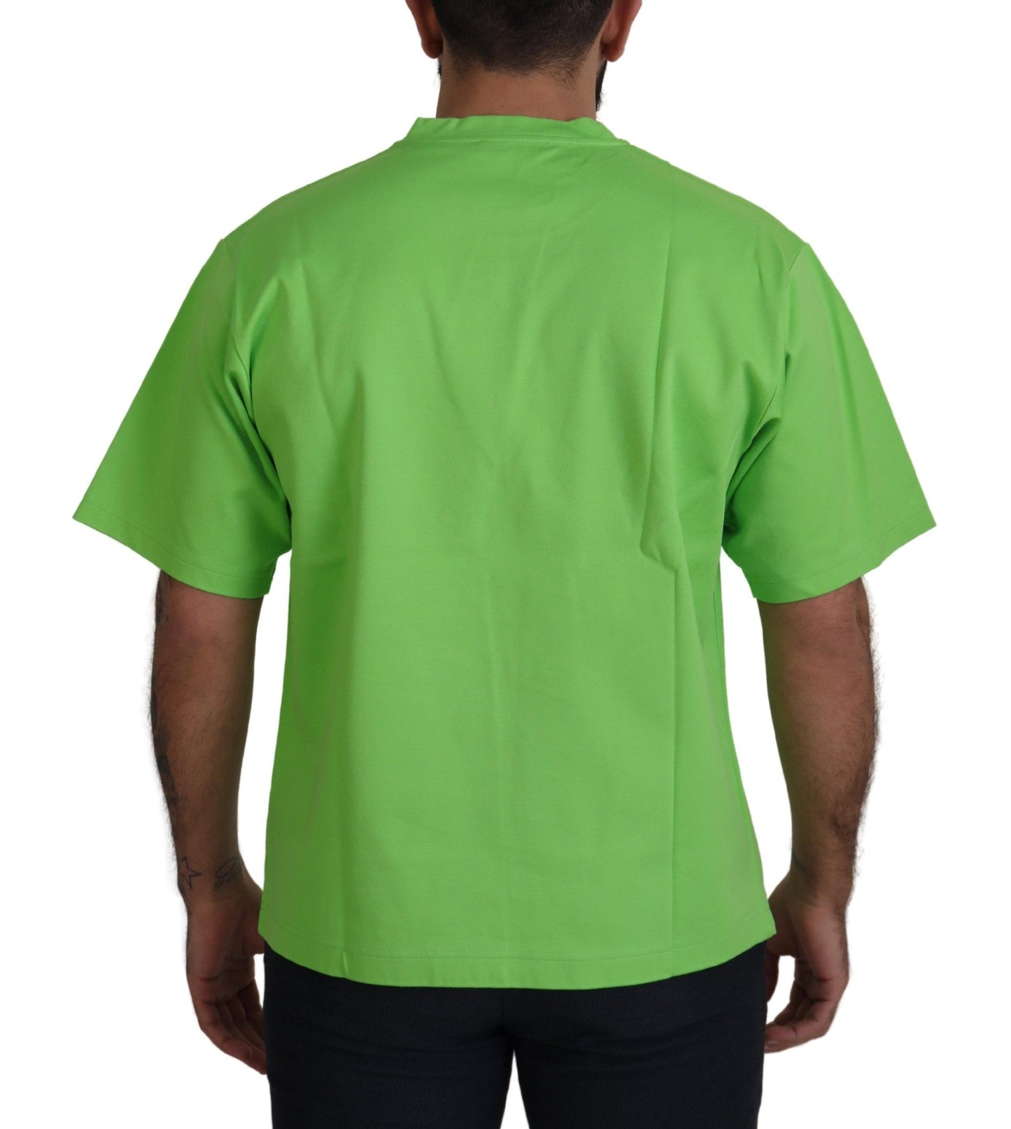 Camiseta verde chic de manga corta y cuello redondo