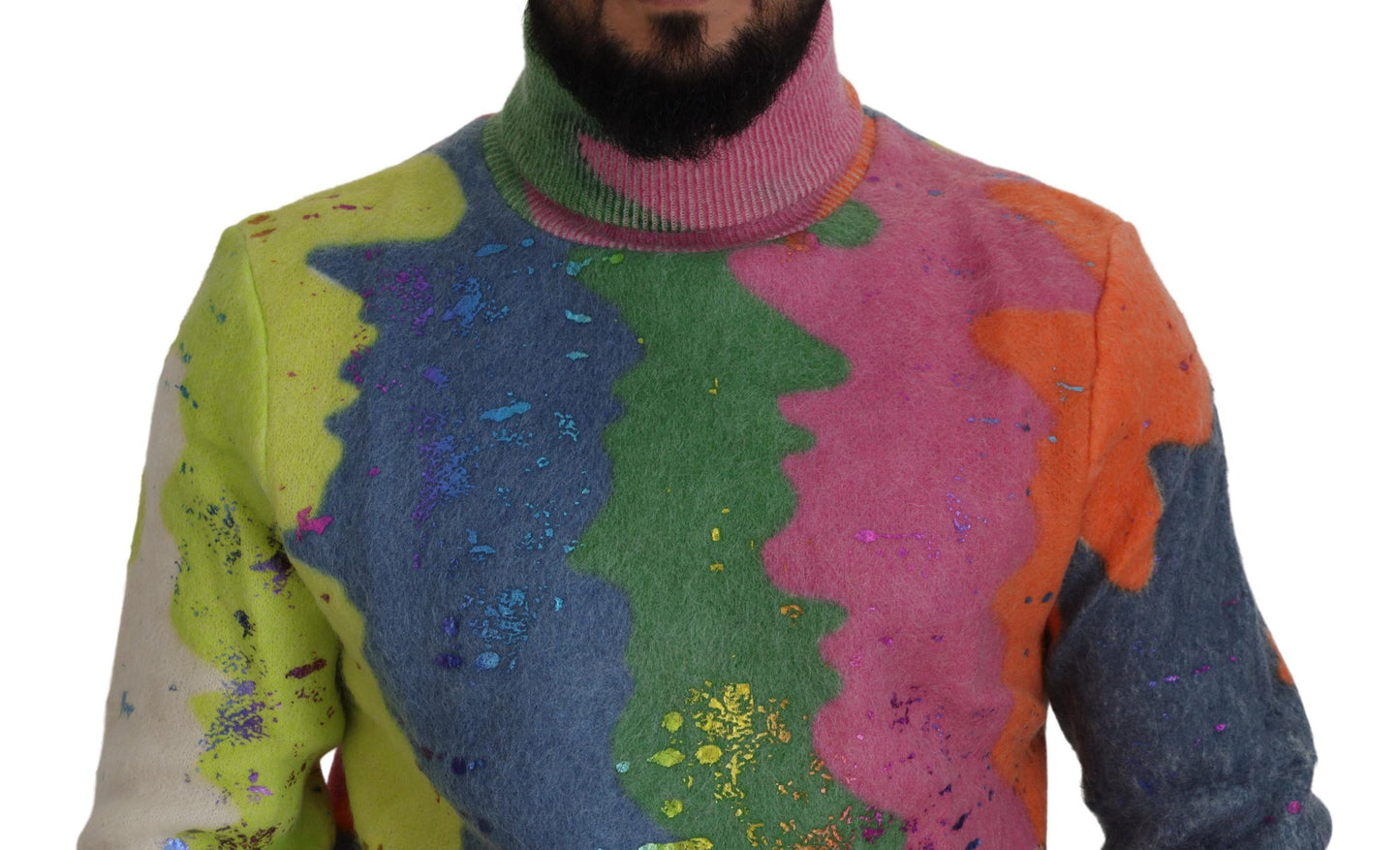 Suéter multicolor de cuello alto con motivo de televisión