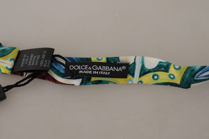 Elegante pajarita de seda con estampado de mayólica