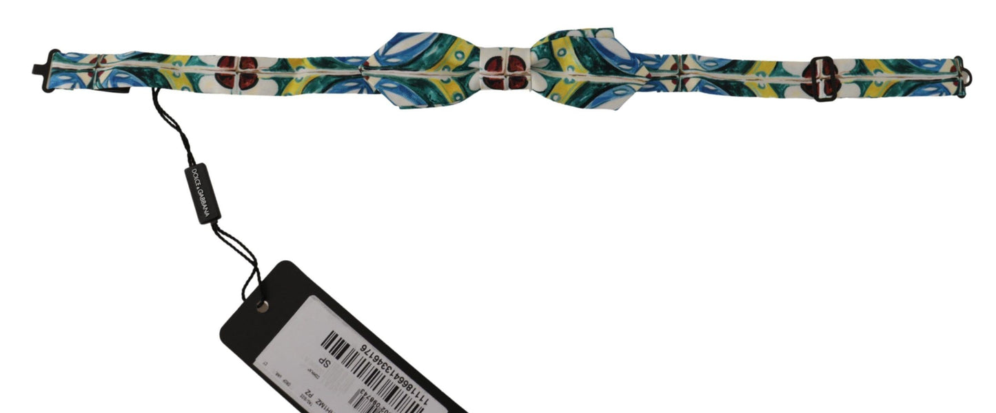 Elegante pajarita de seda con estampado de mayólica