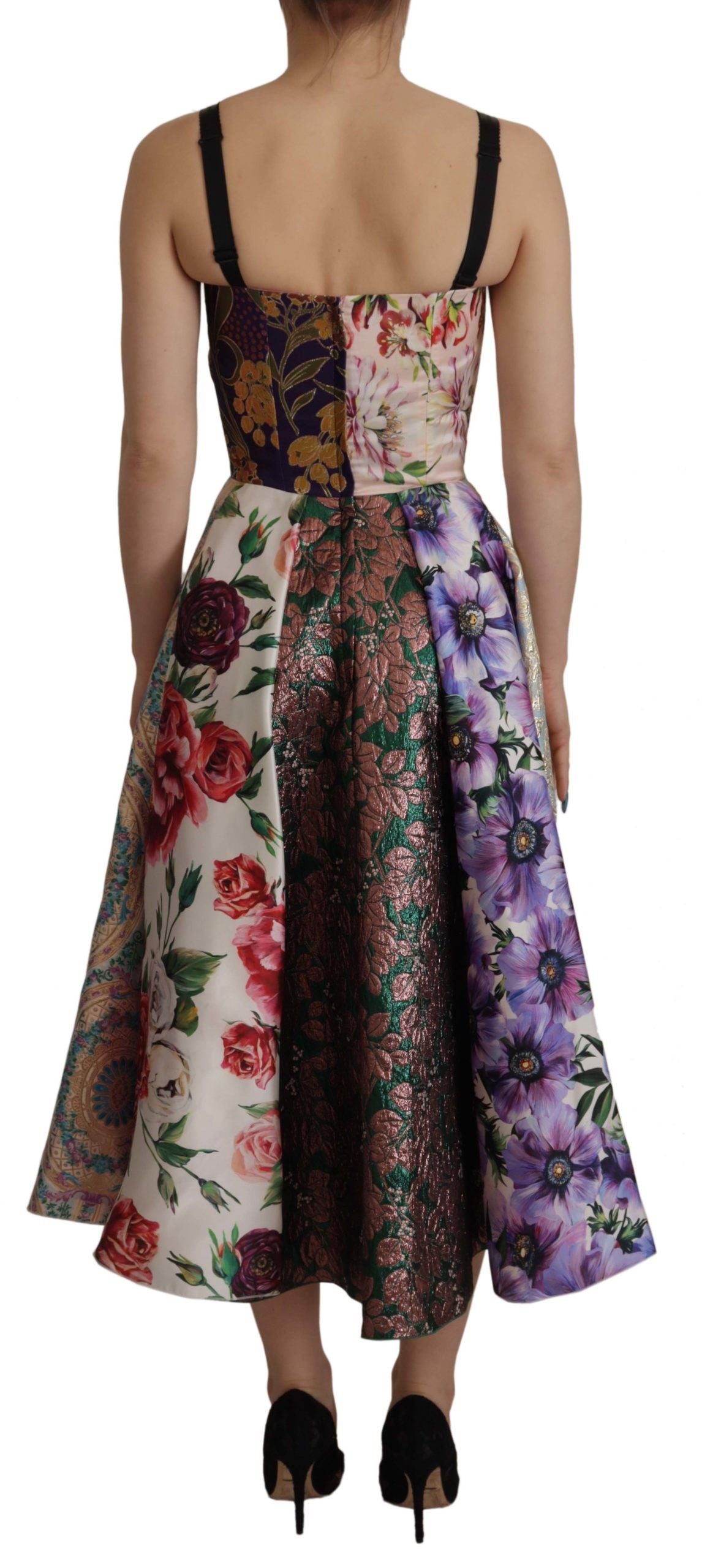 Vestido elegante de mezcla de seda con patchwork