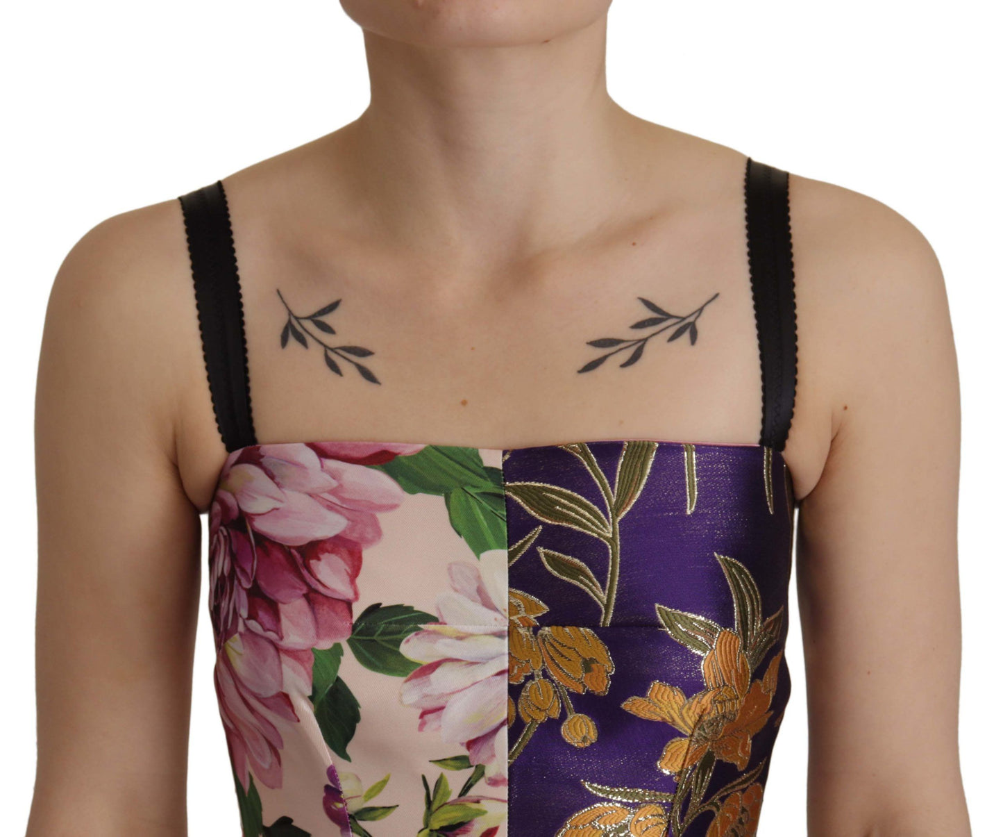 Vestido elegante de mezcla de seda con patchwork