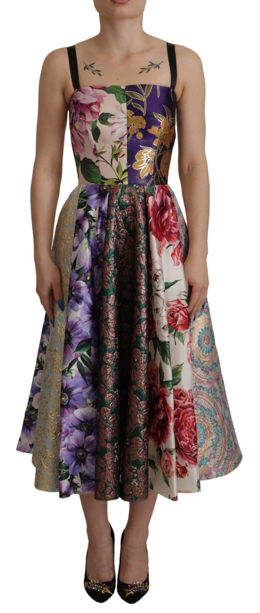 Vestido elegante de mezcla de seda con patchwork