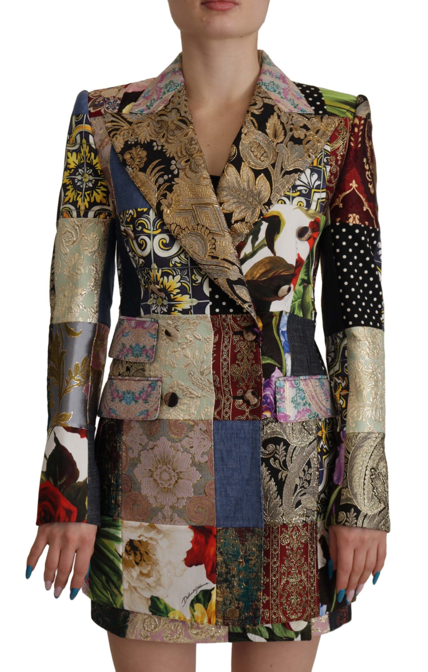 Elegante chaqueta blazer de patchwork multicolor