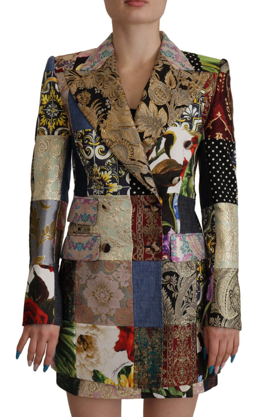 Elegante chaqueta blazer de patchwork multicolor